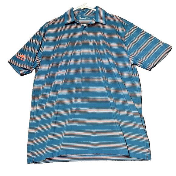 Under Armour Polo Shirt Mens Size XL Green Orange‎ Striped Bald Mountain Golf - Picture 2 of 13